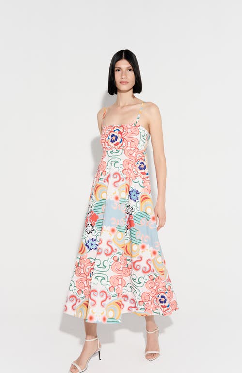 De Loreta Veracruz Spaghetti Strap Cotton Midi Sundress In Multi