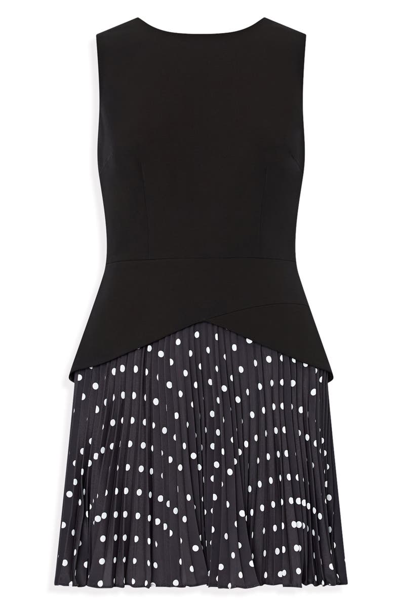 Milly Haddy Dot Print Pleated Minidress, Alternate, color, Black/ White