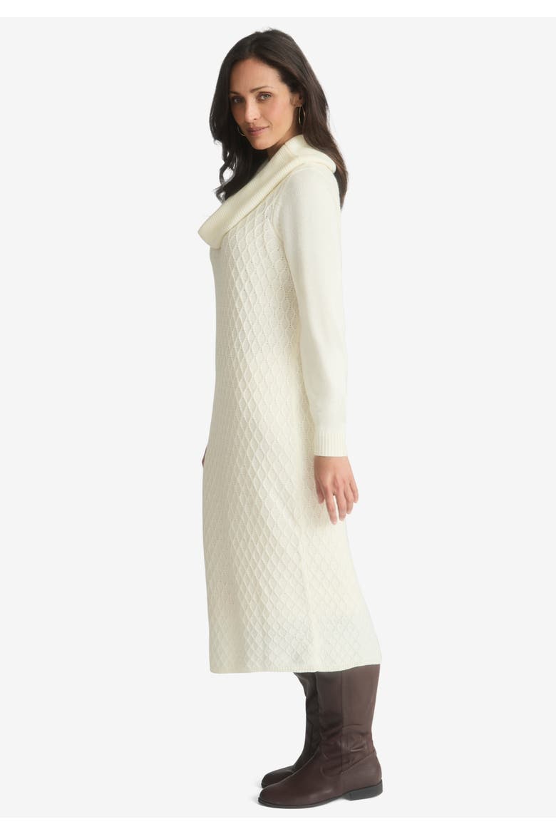 Textured Cowlneck Sweater Dress, Alternate, color, CLASSIC RED