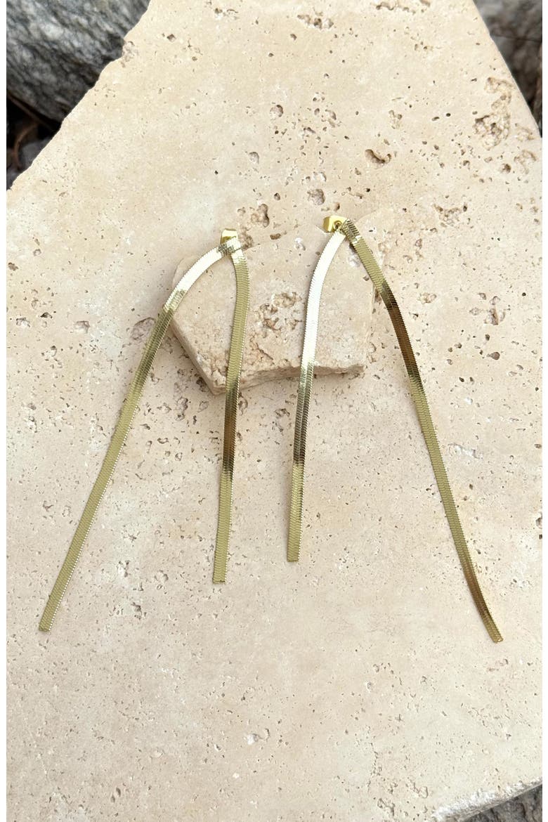 Herringbone Chain Drop Earrings, Alternate, color, GOLD