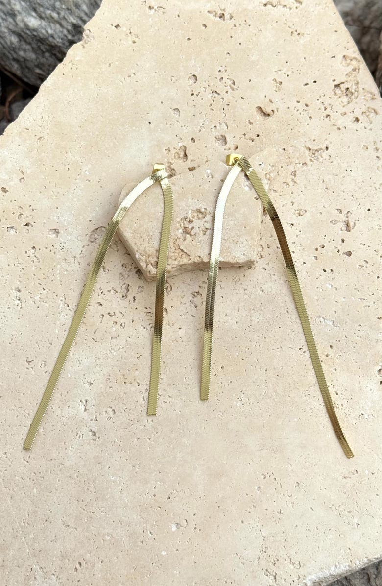 Adornia Herringbone Chain Drop Earrings, Alternate, color, Gold