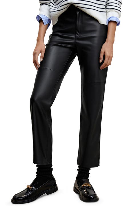 Faux Leather Straight Leg Pants