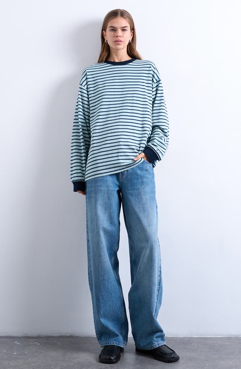 Topshop Slouchy Skater Cotton T-Shirt, Main, color, Medium Blue