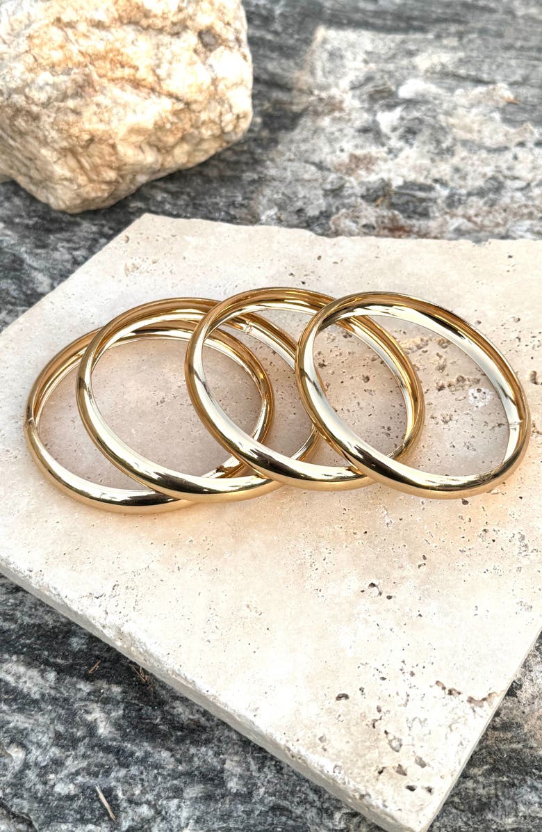 Adornia Set of 4 Domed Bangle Bracelets, Alternate, color, Gold