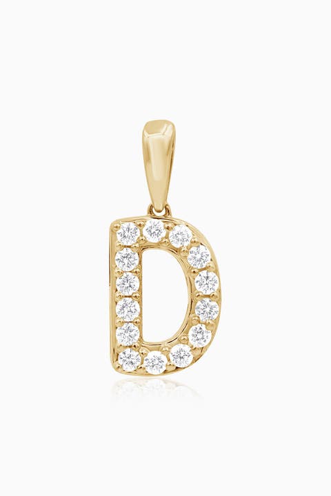 14K Gold Luxe Letter Diamond Initial Pendant Charm
