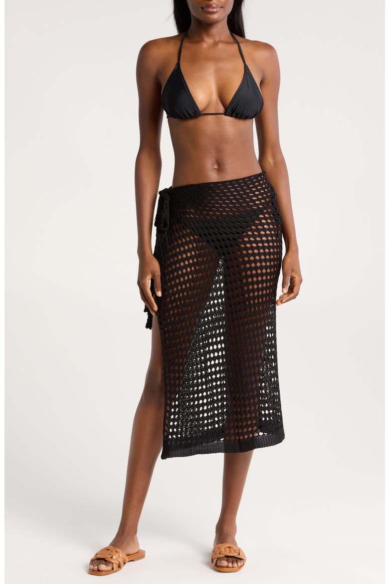 Open Stitch Cover-Up Skirt, Main, color, BLACK