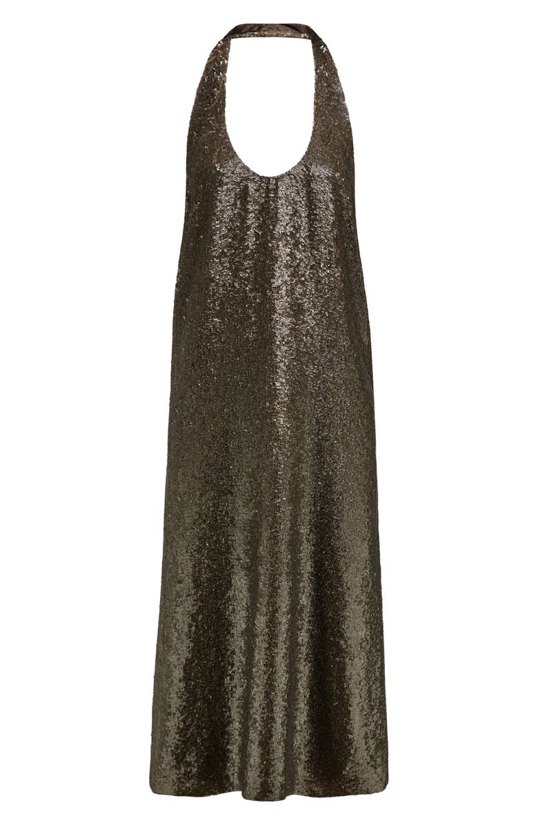 FERRAGAMO Sequin Halter Cocktail Dress, Alternate, color, Concrete
