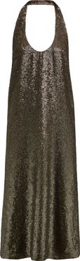 FERRAGAMO Sequin Halter Cocktail Dress