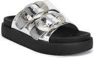 AZALEA WANG Chantaye Metallic Slide Sandal