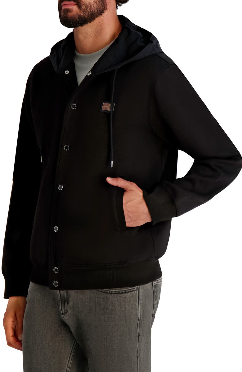 KARL LAGERFELD PARIS Hooded Bomber Jacket, Alternate, color, Black