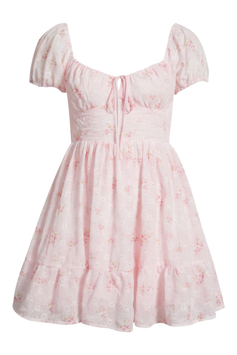 Embroidered Sweetheart Neck Minidress, Alternate, color, PINK DITSY