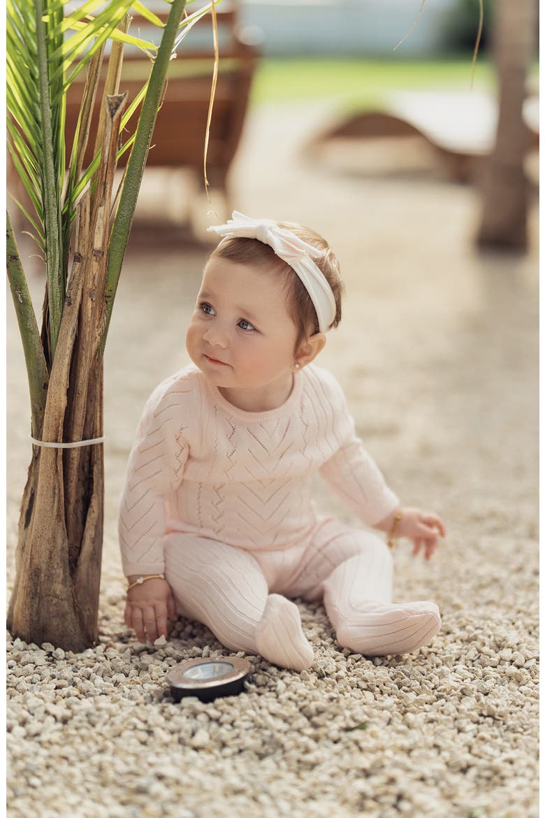 Pretty Pointelle Footie, Alternate, color, PEACH