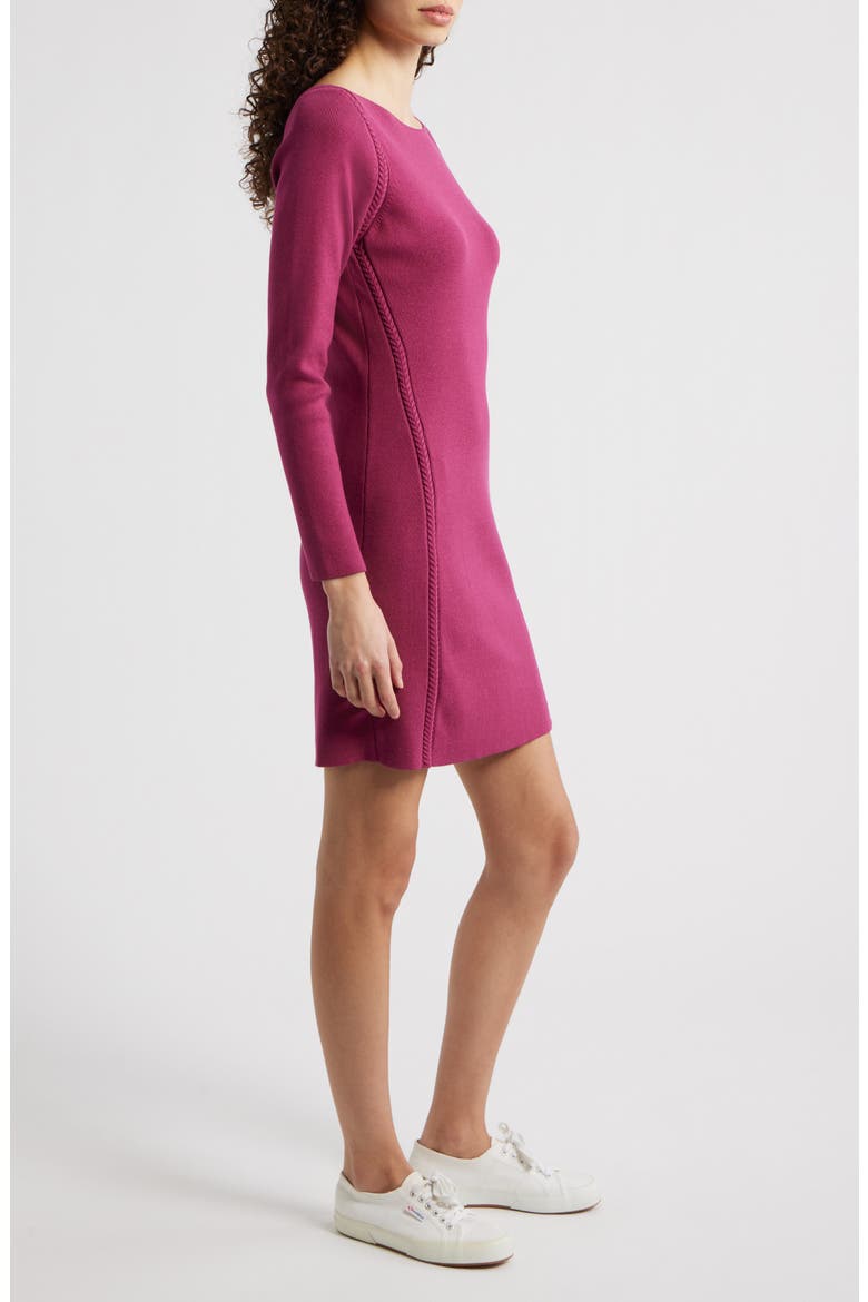 Delphina Braid Detail Long Sleeve Cotton Blend Sweater Minidress, Alternate, color, SANTA ANA