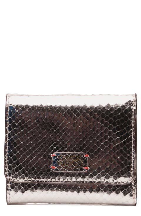 Perfect Snakeskin Embossed Metallic Leather Trifold Wallet