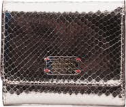 Frances Valentine Perfect Snakeskin Embossed Metallic Leather Trifold Wallet