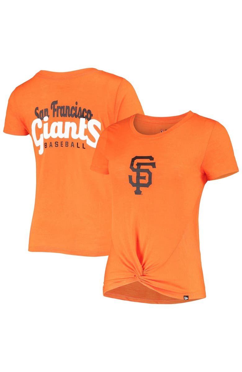New Era Women's New Era Orange San Francisco Giants 2-Hit Front Twist Burnout T-Shirt, Alternate, color, 