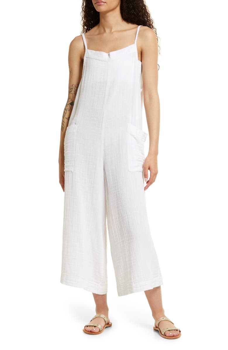 Rip Curl Premium Surf Cotton Gauze Jumpsuit, Main, color, White