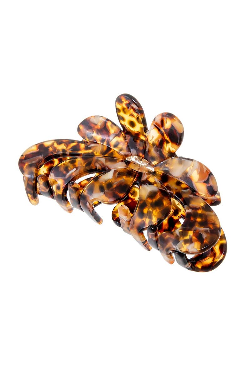 BY ADINA EDEN Large Ruffle Classic Hair Claw Clip, Alternate, color, Brown