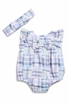 Little Me Newport Madras Bubble Bodysuit & Headband Set