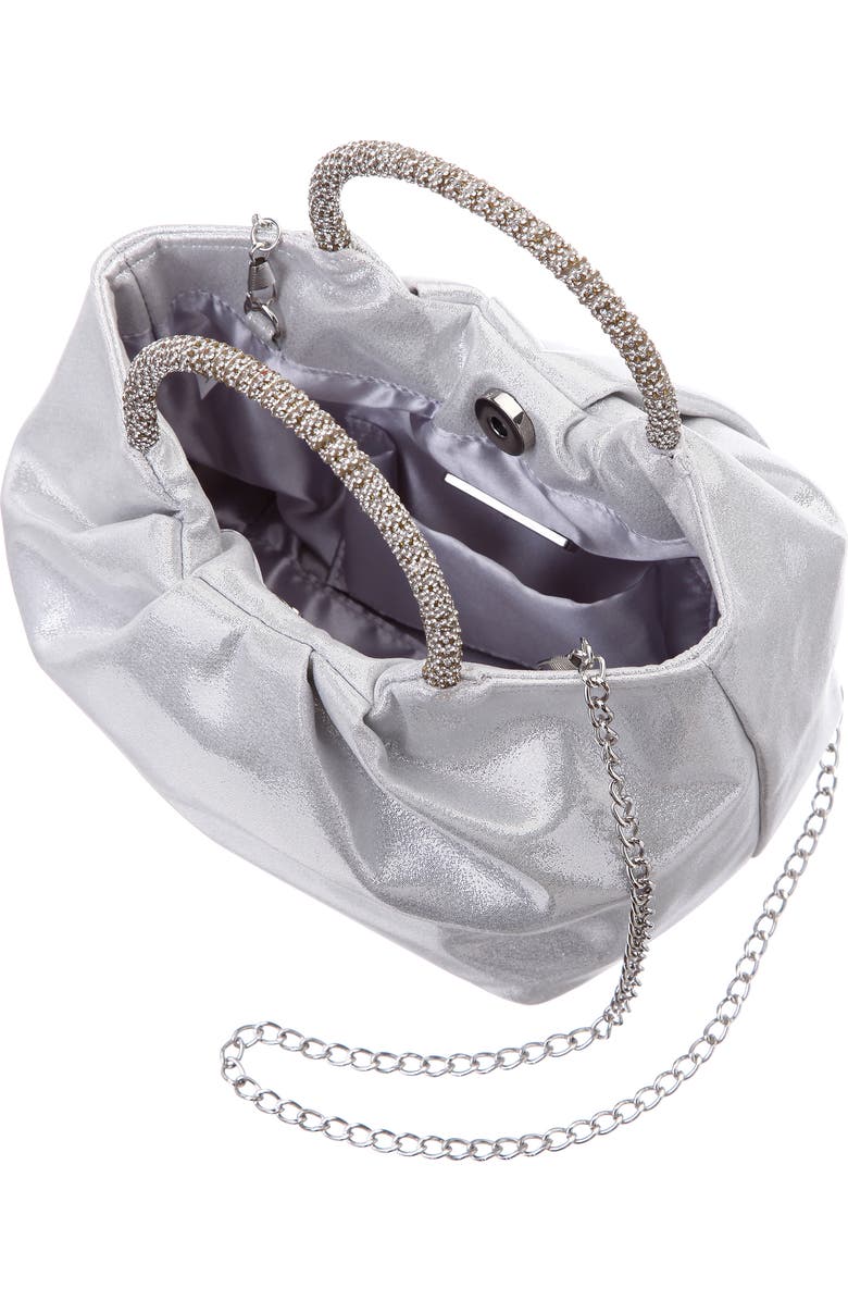 Nina Fancy Top Handle Clutch, Alternate, color, Silver
