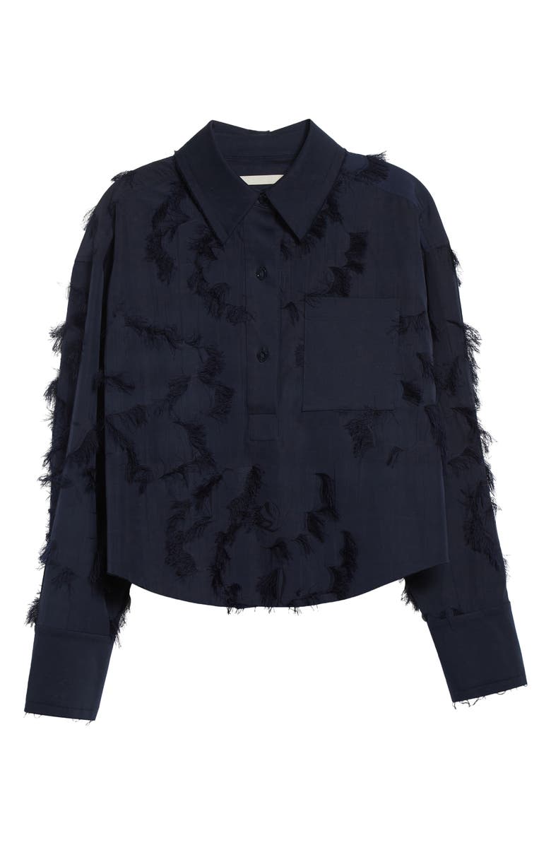 Jason Wu Collection Fil Coupé Crop Henley, Alternate, color, Ultra Navy