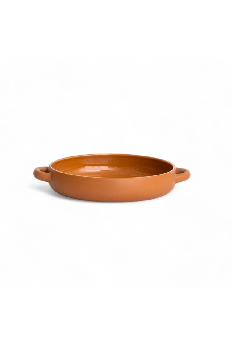 Dinner Plate With Handles, Alternate, color, Matte / Shiny Terracotta