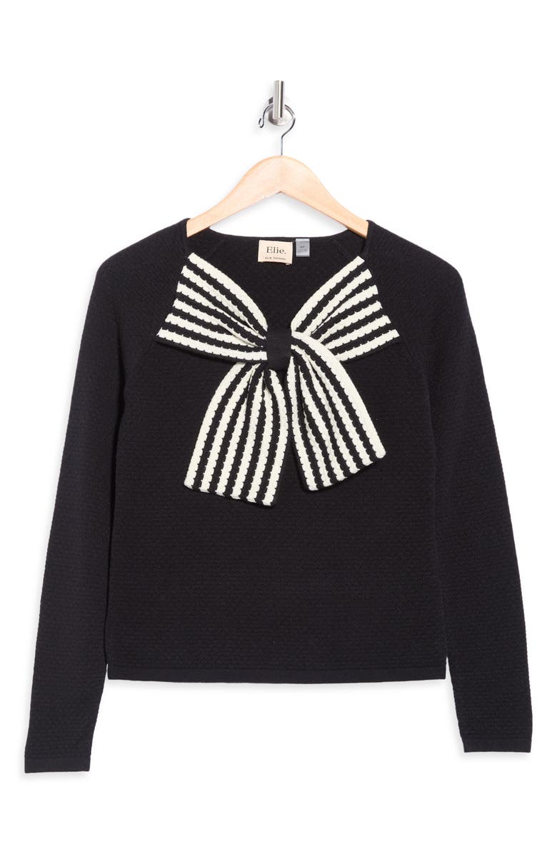 ELIE ELIE TAHARI Bow Front Sweater, Alternate, color, Black