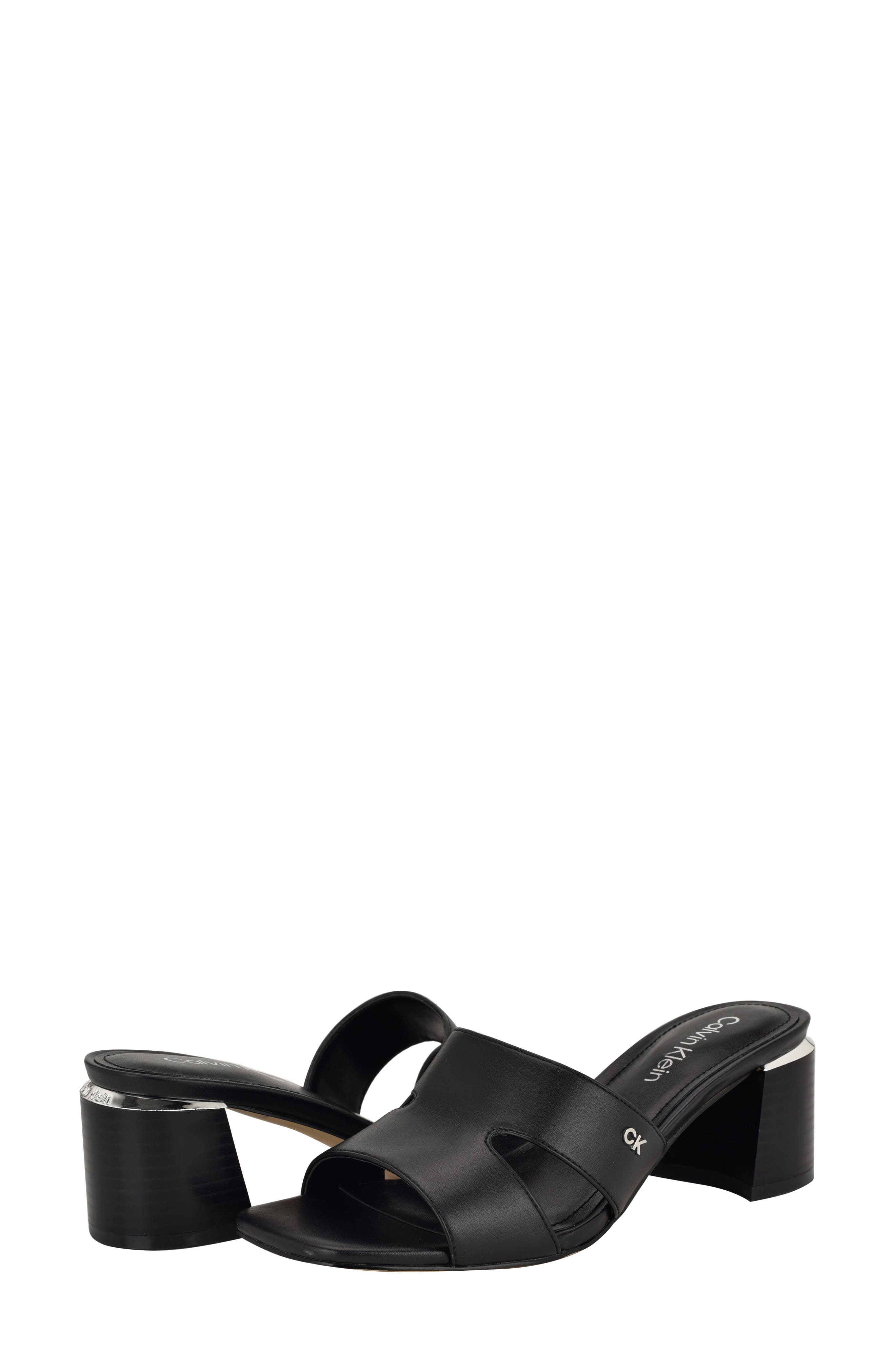 Calvin Klein Valery Block Heel Slide Sandal, Alternate, color, Black