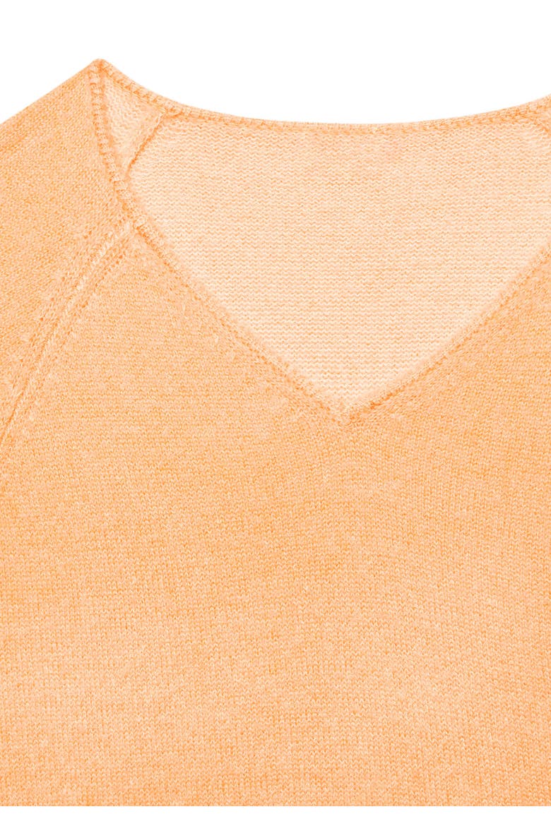 Fuzzy V-Neck Sweater, Alternate, color, Peach Heather