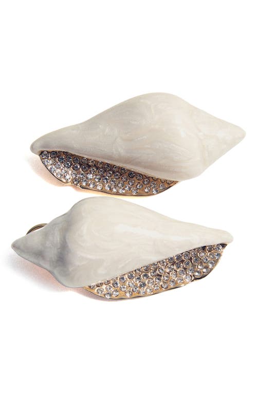 Mango Pavé Shell Drop Earrings In Metallic