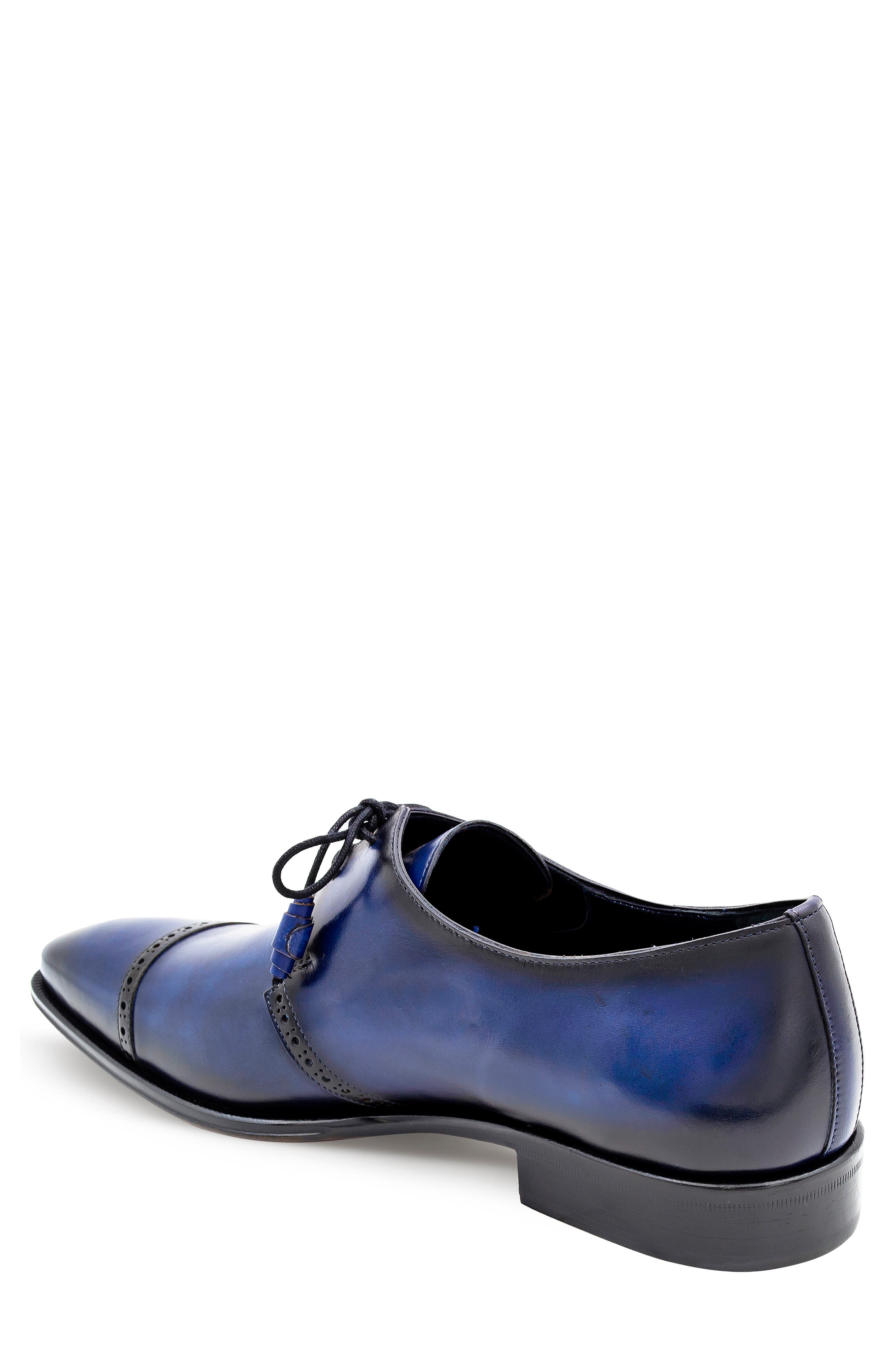 2-Eyelet Cap Toe Leather Derby, Alternate, color, BLUE