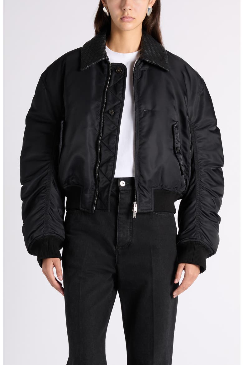 ジャケット・アウター bottega veneta 19AW bomber jacket Intrecciato Collar Water Repellent Padded Nylon Bomber Jacket