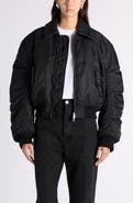 Bottega Veneta Intrecciato Collar Water Repellent Padded Nylon Bomber Jacket