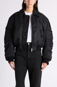 Bottega Veneta Intrecciato Collar Water Repellent Padded Nylon Bomber Jacket