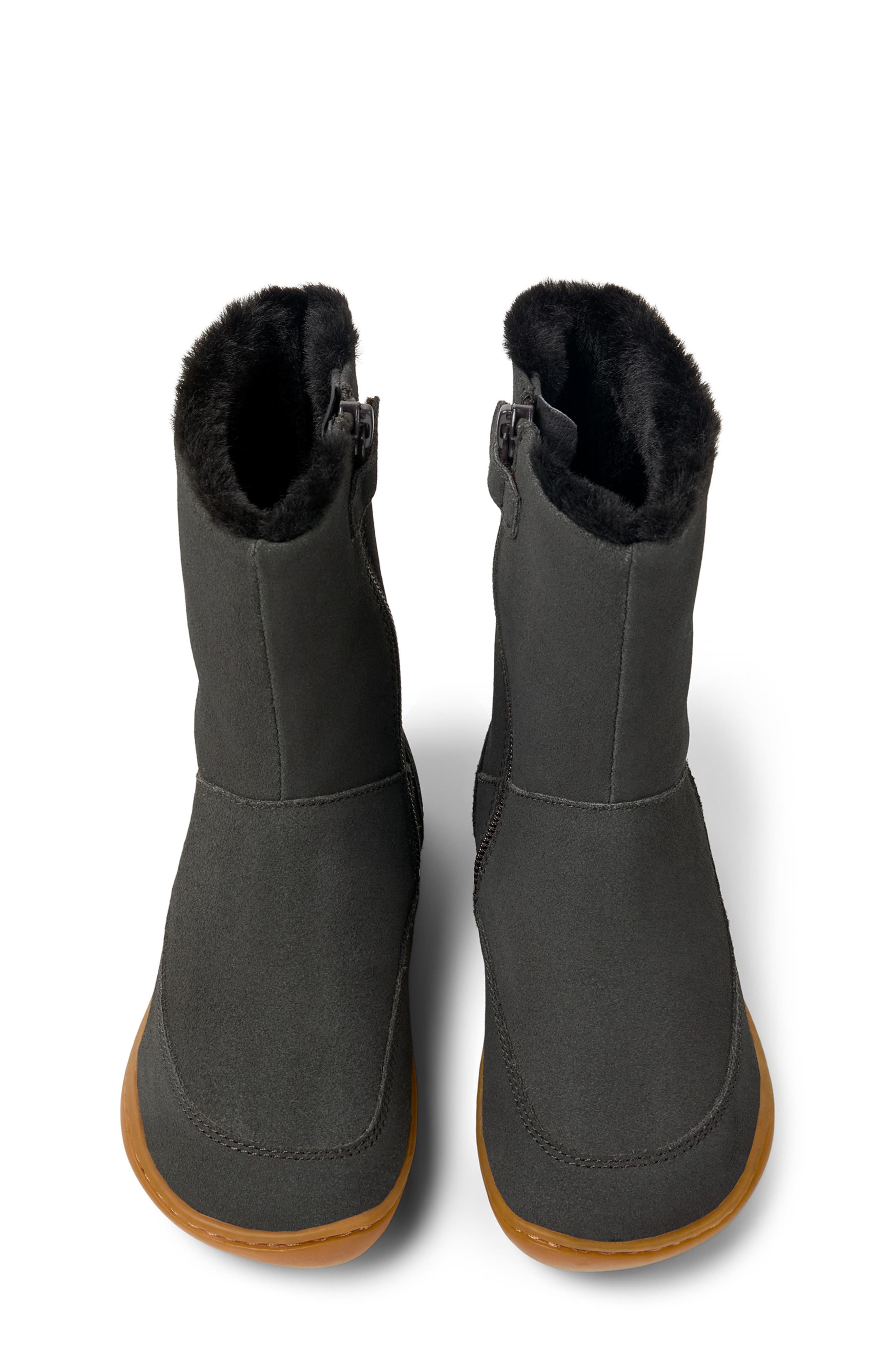 Camper Kids' Peu Cami Faux Fur Lined Boot, Alternate, color, Dark Gray