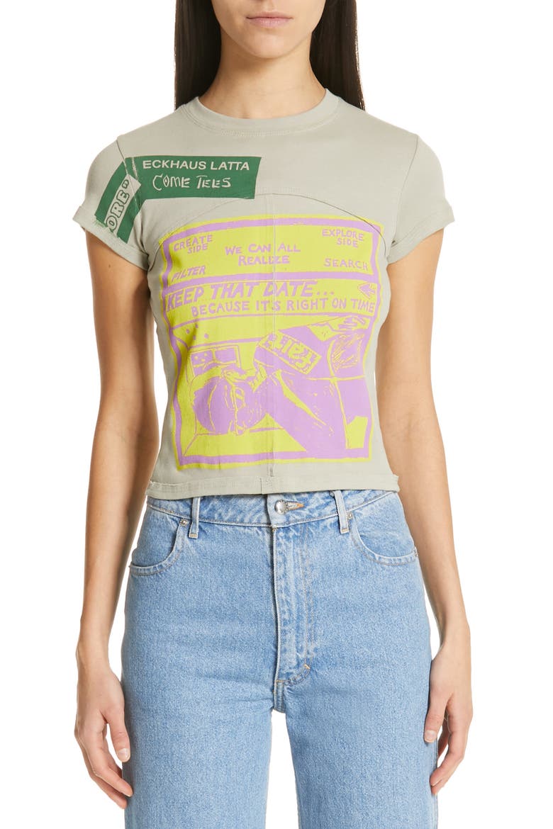 Print Lapped Tee, Main, color, DUST GREY