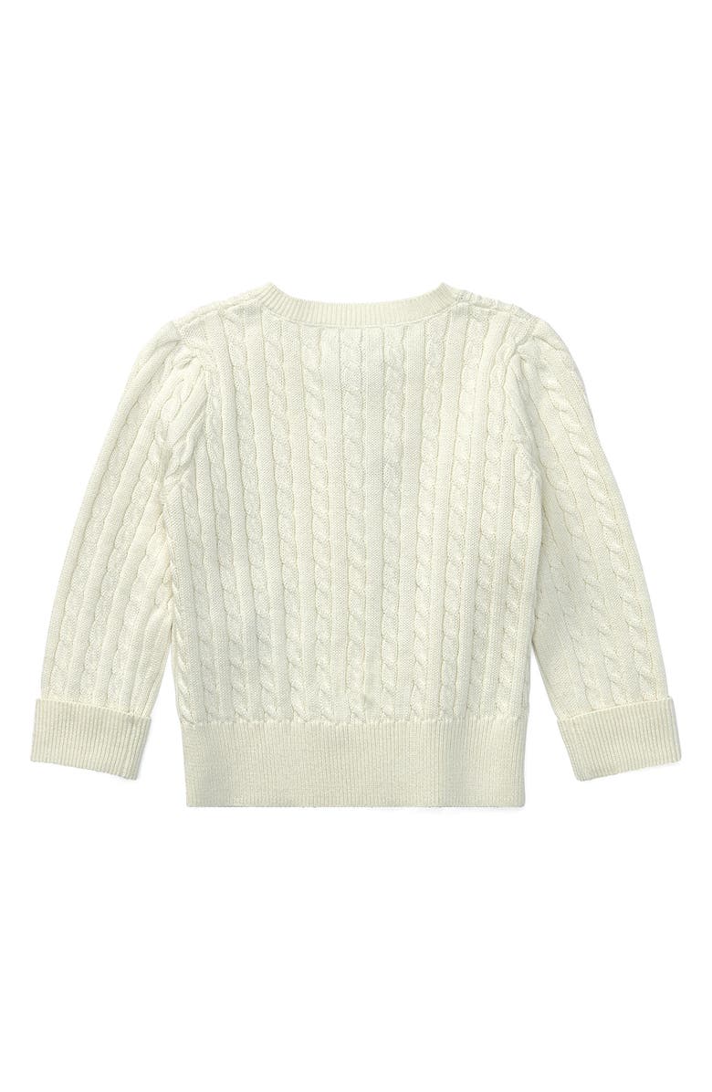 Ralph Lauren Cotton Mini Cable Cardigan, Alternate, color, Warm White