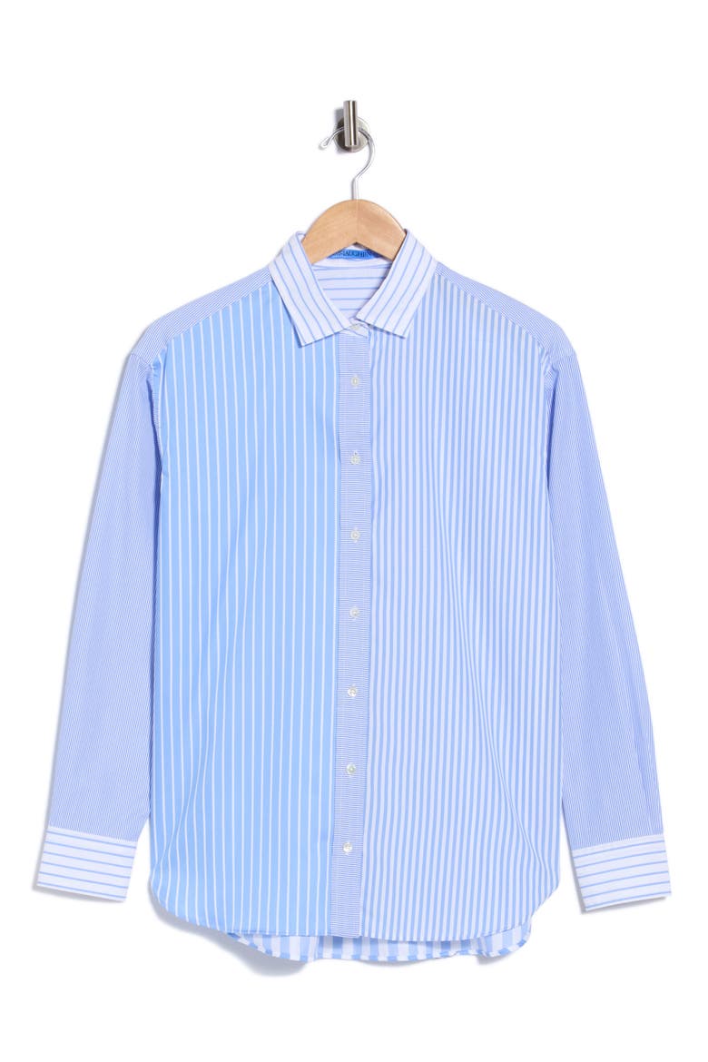 Reggie Cotton Button Front Top, Alternate, color, LIGHT BLUE/ WHITE