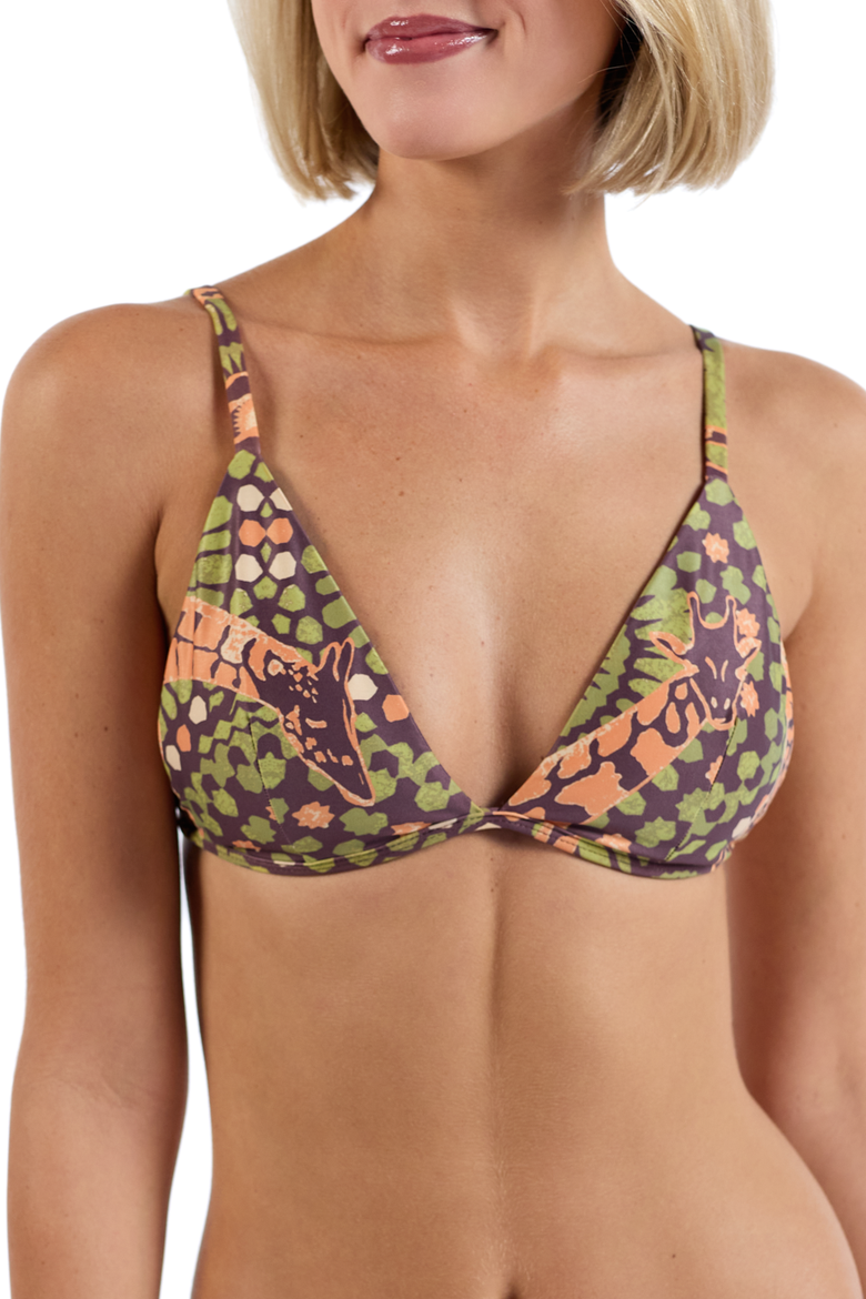 The Africa - New Sporty Triangle Bikini Top, Alternate, color, Brown