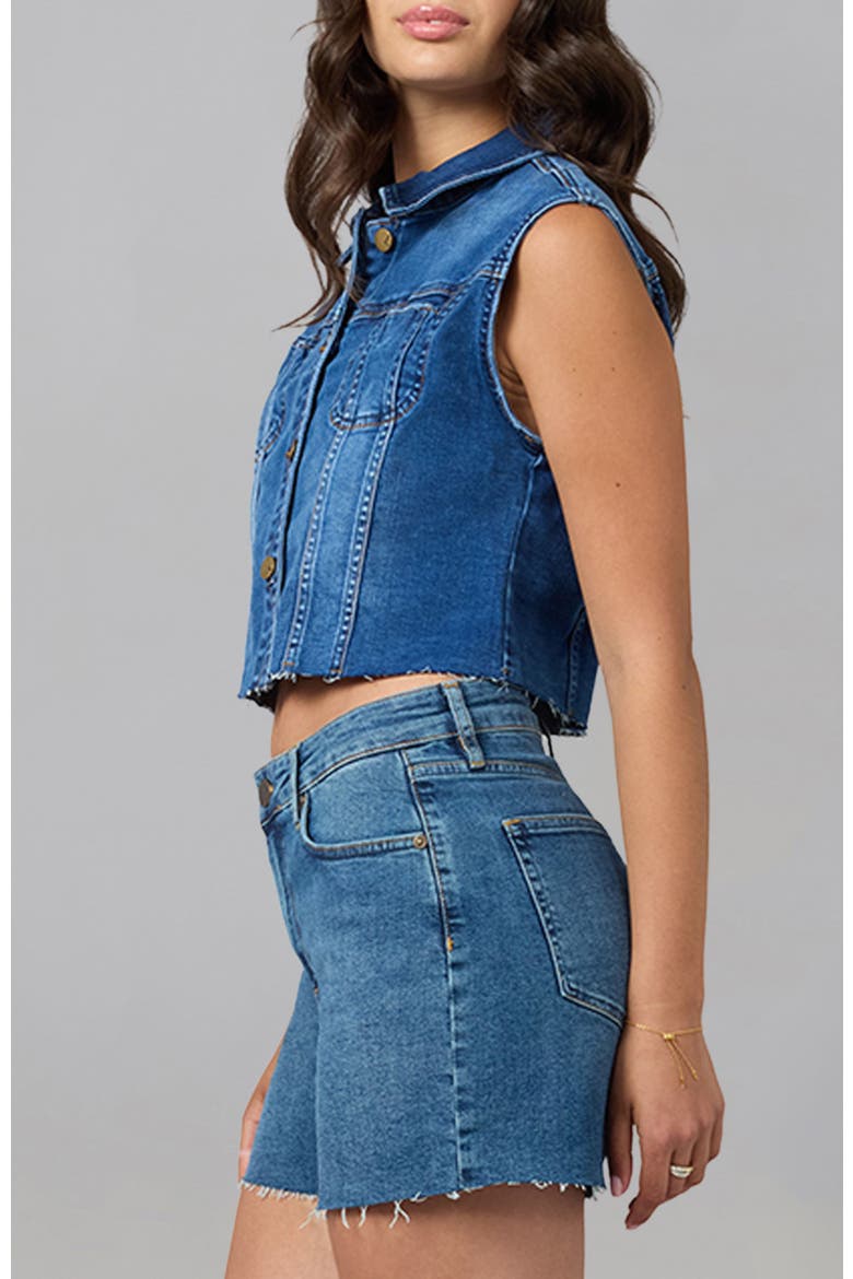 Gabbie Cropped Denim Vest, Alternate, color, Dim Sky