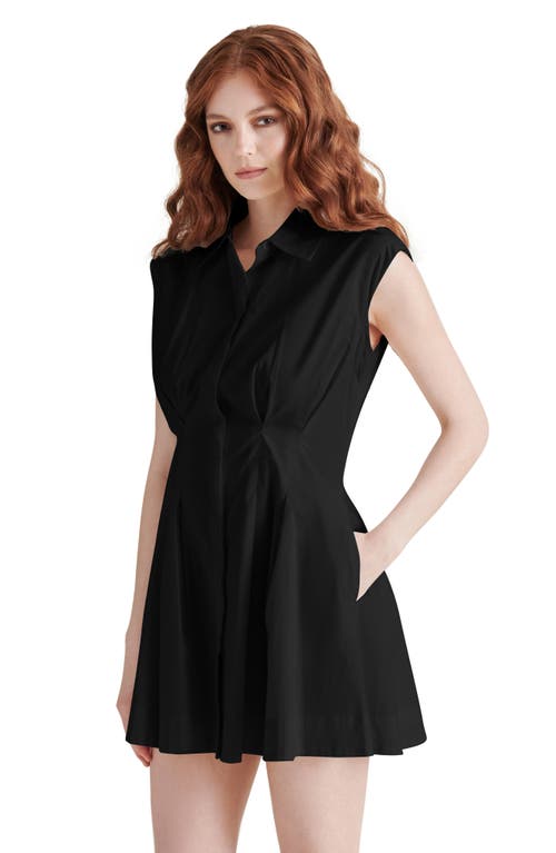 Steve Madden Maisha Poplin Mini Shirtdress In Black