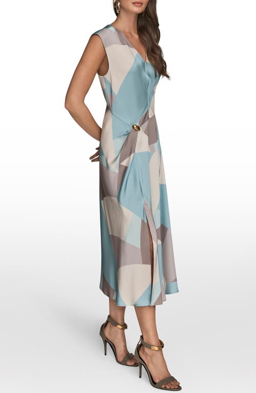 Donna Karan New York Floral Cap Sleeve Fit & Flare Midi Dress In Blue