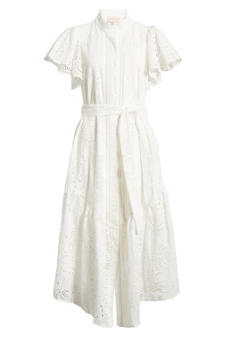 Isabella Cotton Eyelet Maxi Shirtdress, Alternate, color, WHITE