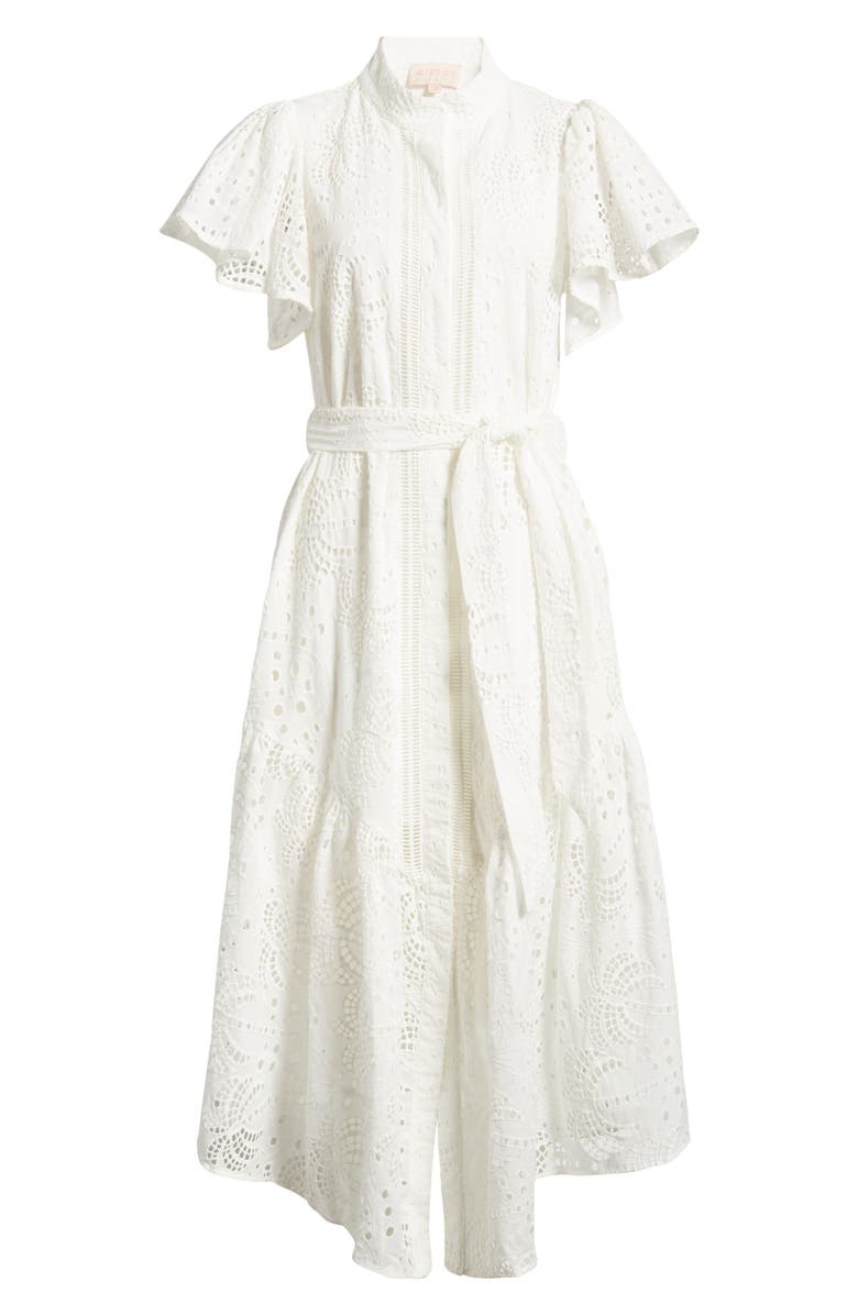 CIEBON Isabella Cotton Eyelet Maxi Shirtdress, Alternate, color, White