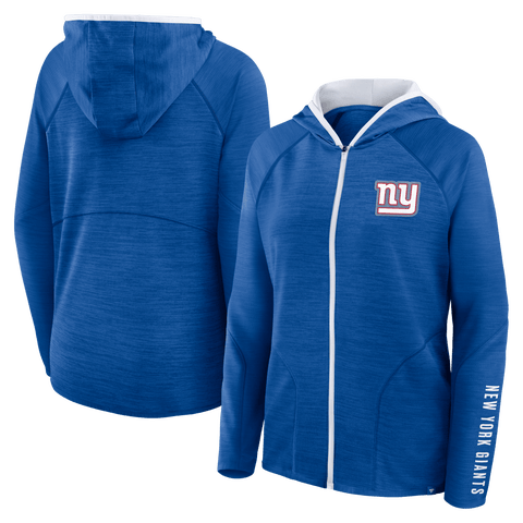 Women's Fanatics Royal New York Giants Redzone End Around Pass Raglan Full-Zip Hoodie