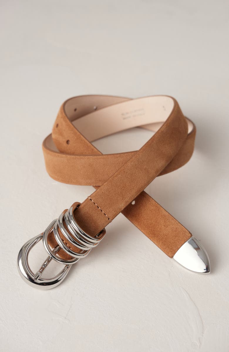 Déhanche Hollyhock Suede Belt, Alternate, color, Caramel Suede/Silver