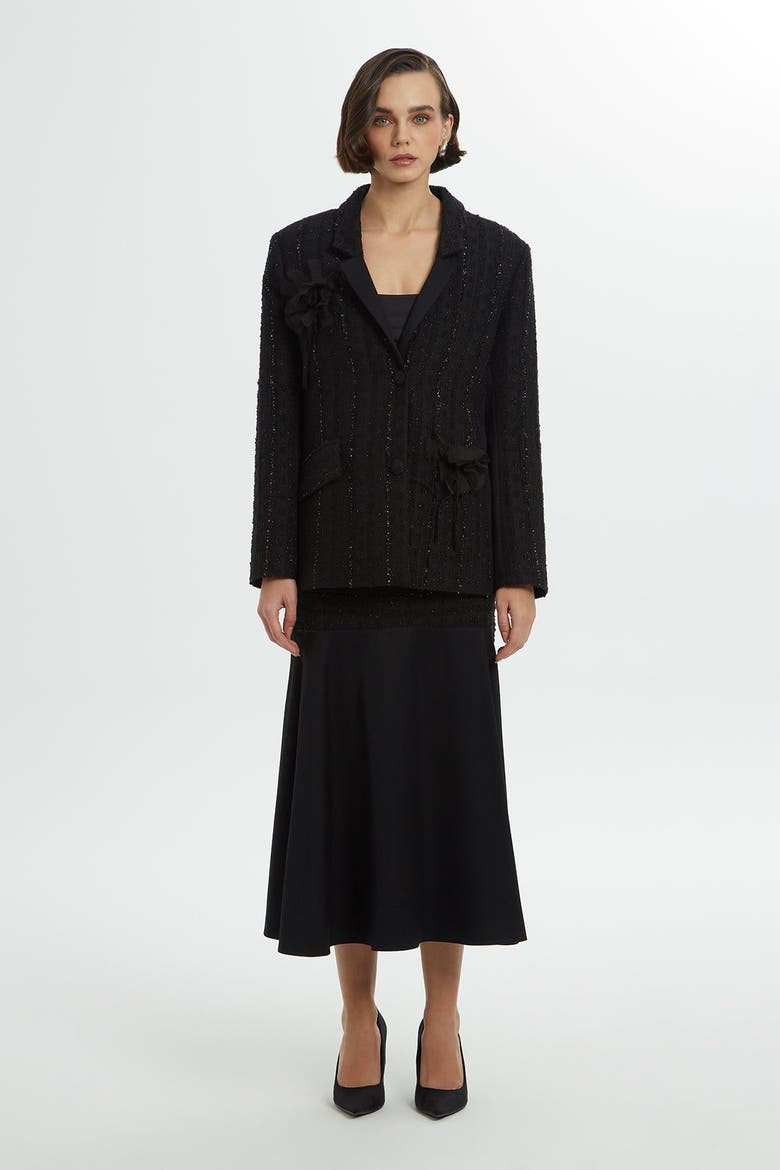 Double-Breasted Tailored Black Outerwear Jacket, Main, color, Black