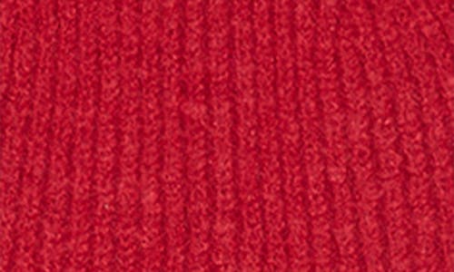 Vince Camuto Plaid Wrap Scarf & Faux Fur Pompom Beanie Set In Red