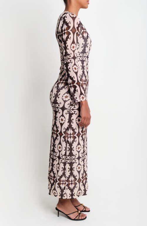 The Lulo Project Nellas Paisley Long Sleeve Mesh Maxi Dress