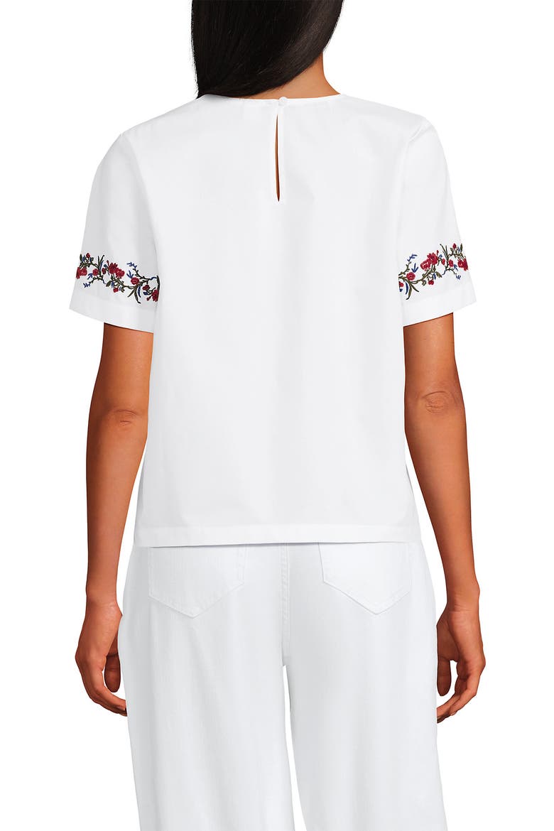 Poplin Eyelet Back Tie Shirt, Alternate, color, Cherry Border/White